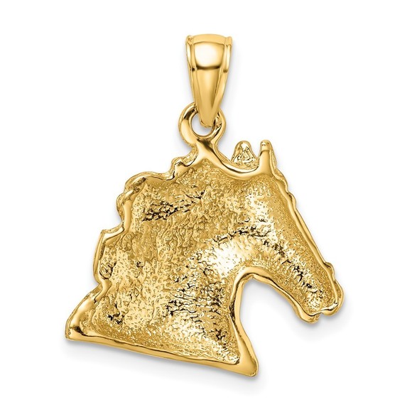 10K Gold Textured Horse Head Charm - Picture 3 of 4